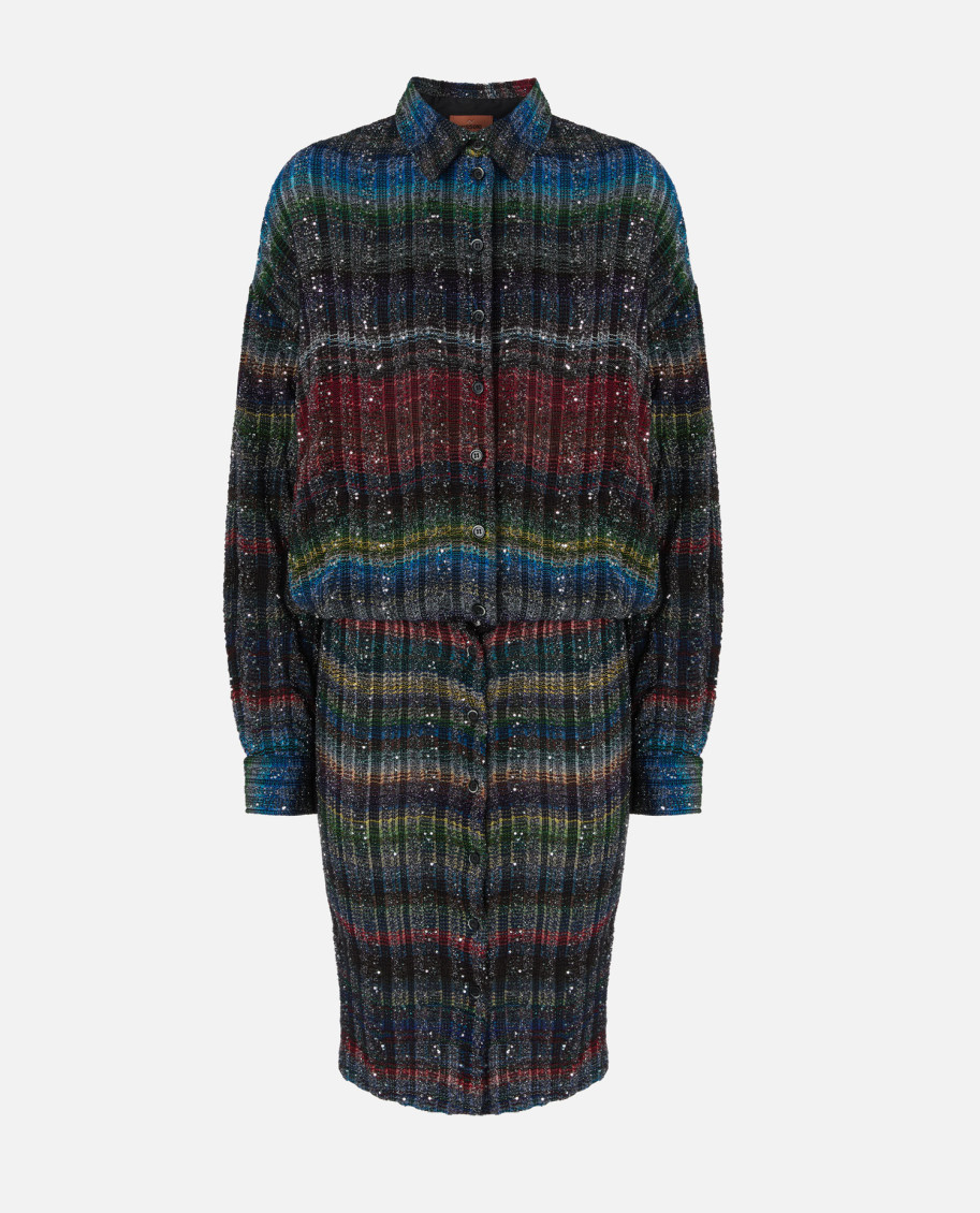 Missoni Midi Dress With V-neck And Wave Pattern In Multi