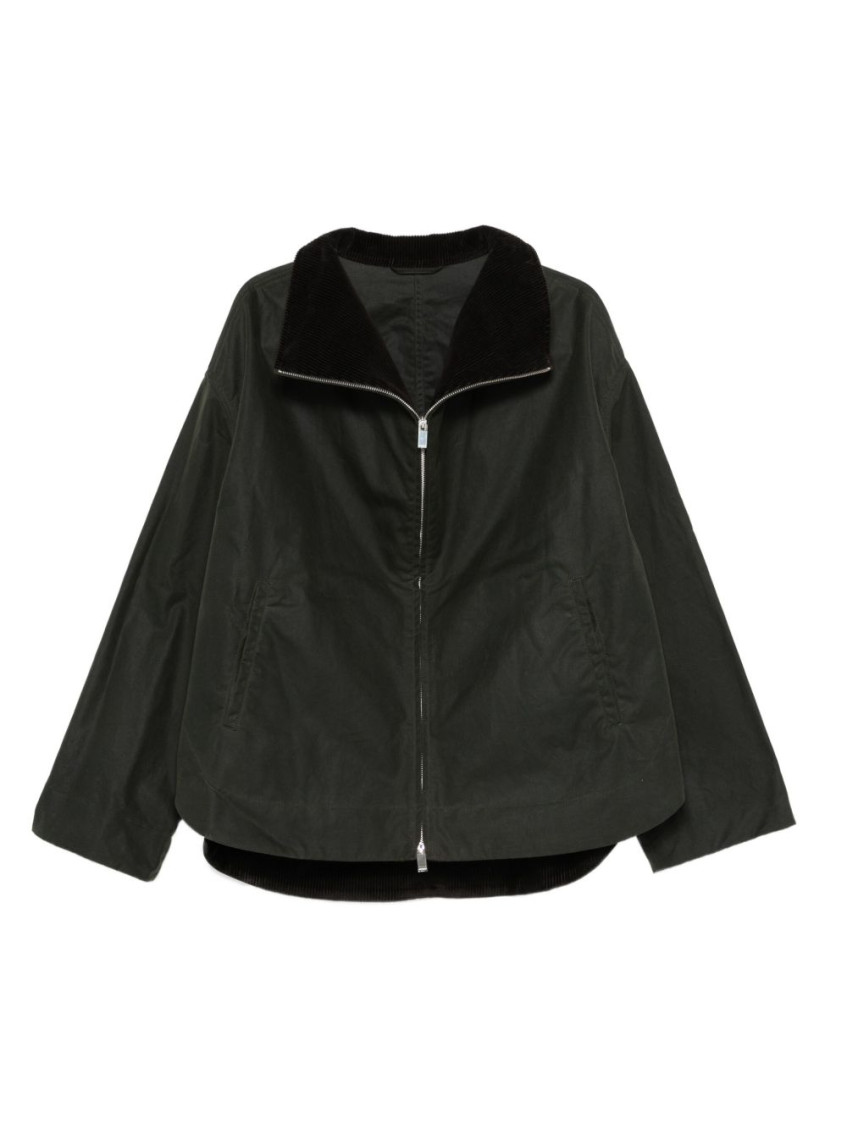 Totême Black Solid Zipped Jacket In Green