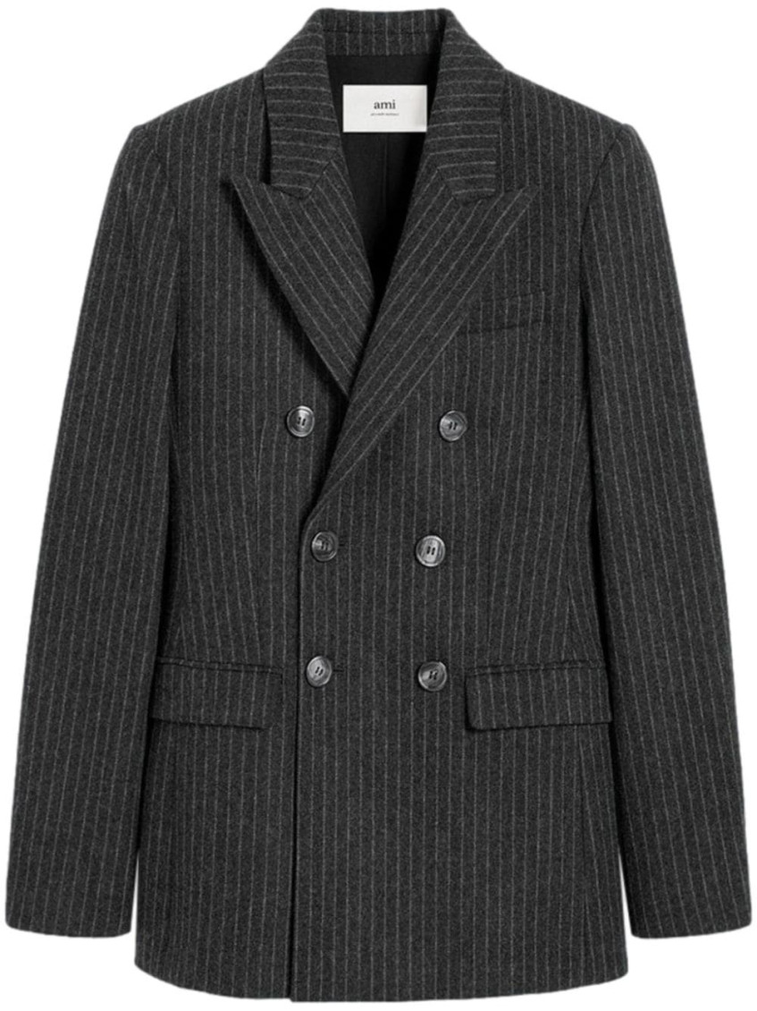 Ami Alexandre Mattiussi Tailored Jacket With Double-breasted Button Detailing In Dark Grey