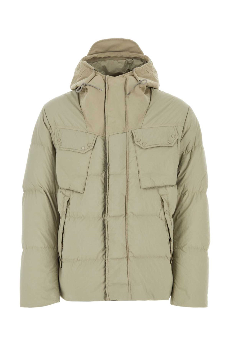 Ten C Nylon Quilted Hooded Jacket With Multiple Pockets In Beige