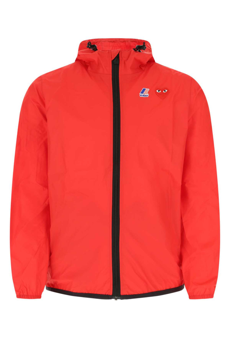 Comme Des Garçons Hooded Jacket Zip Pockets In Red