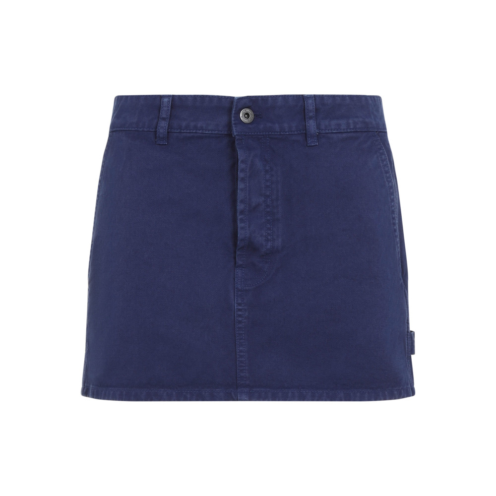 Miu Miu Embroidered Logo Mini Skirt In Blue