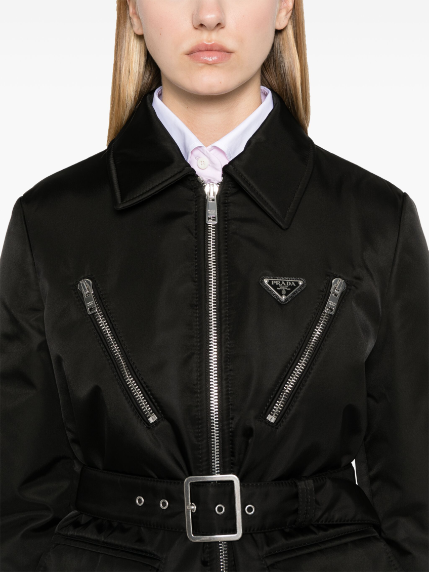 Prada Black Triangle-logo Jacket for Women Online India at Darveys.com