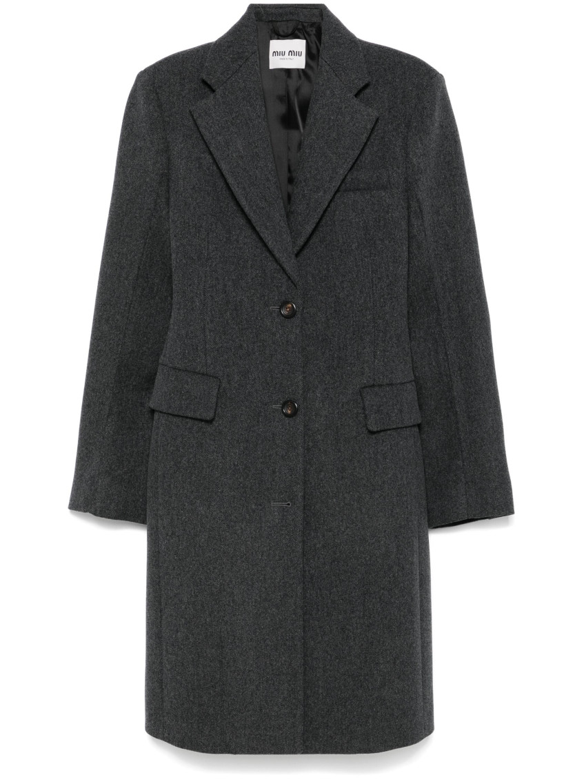 Miu Miu Virgin-wool Coat In Dark Grey
