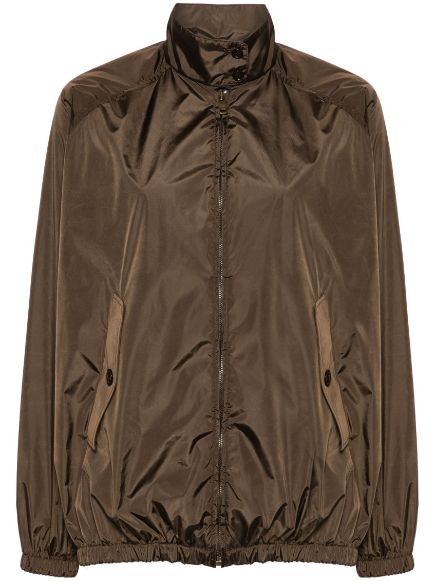 Prada Enamel Triangle Logo Lightweight Jacket In Black