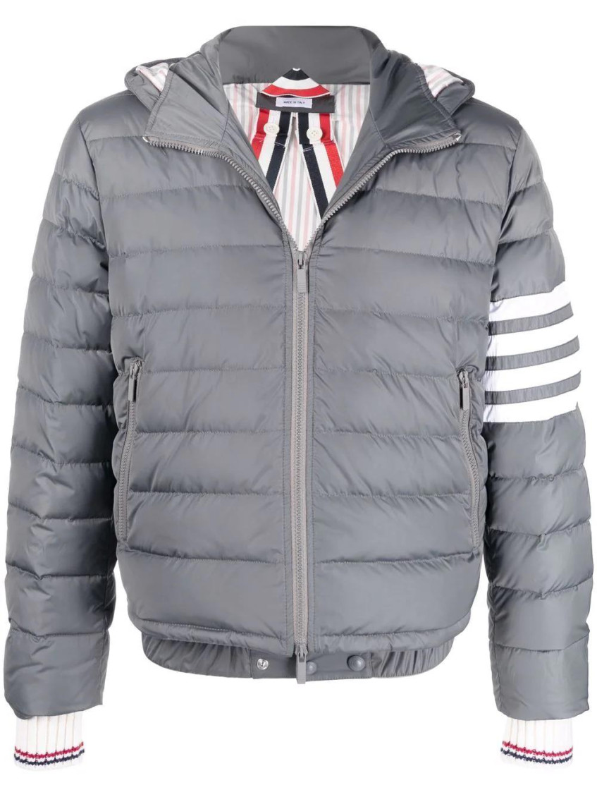 Thom Browne 4-bar Stripes Downfill Ski Jacket In Grey