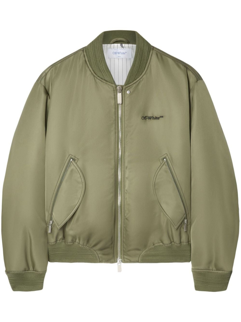 Off-white Logo-embroidered Bomber Jacket In Green