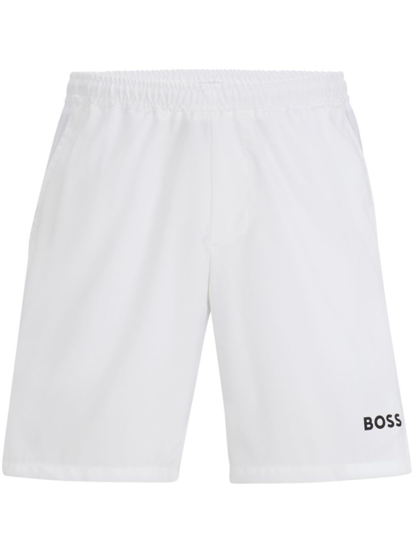 Hugo Boss Quick-drying Regular-fit Shorts With Logo Print In White