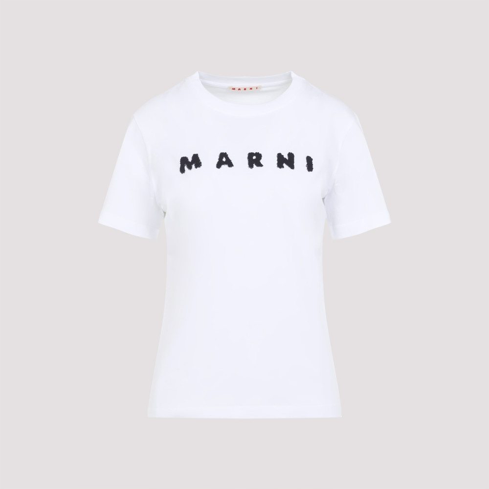 Marni Classic Short-sleeve T-shirt With Scribbled Logo In White