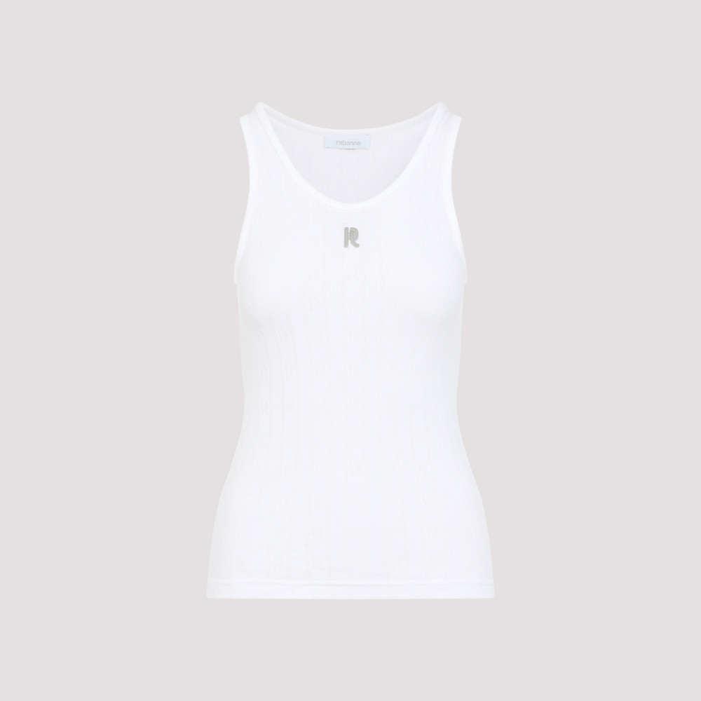 Rabanne White Crewneck Top In White