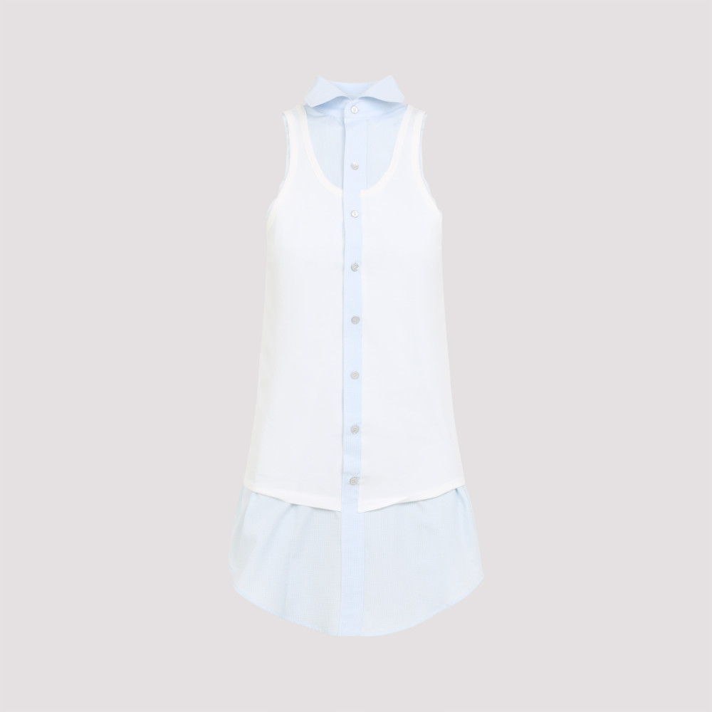 Maison Margiela Light Blue Cotton Sleeveless Shirt In Light Blue