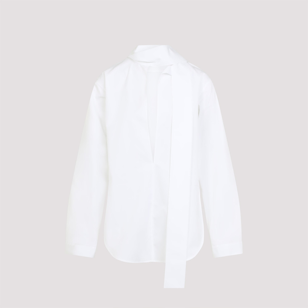 Alaïa Elegant Cotton Scarf Blouse For Women In White
