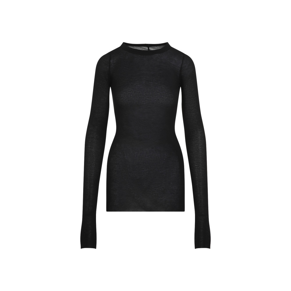 Rick Owens Fine-ribbed Long-sleeve T-shirt In Black