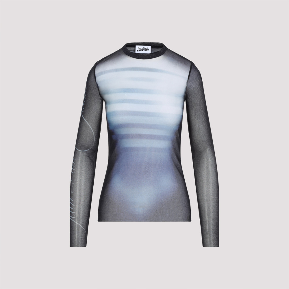 Shop Jean Paul Gaultier Blue Crew Neck Top