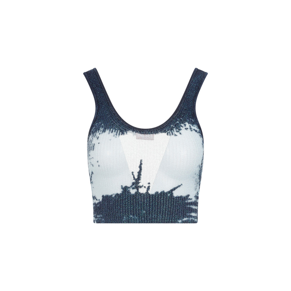 Diesel Cropped Ribbed Tank Top In Blue