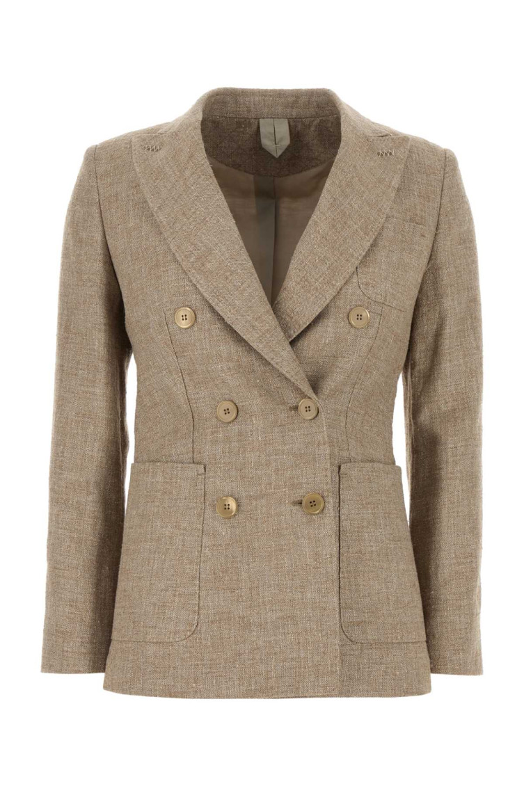 Max Mara Cappuccino Linen Blend Targa Blazer In Beige