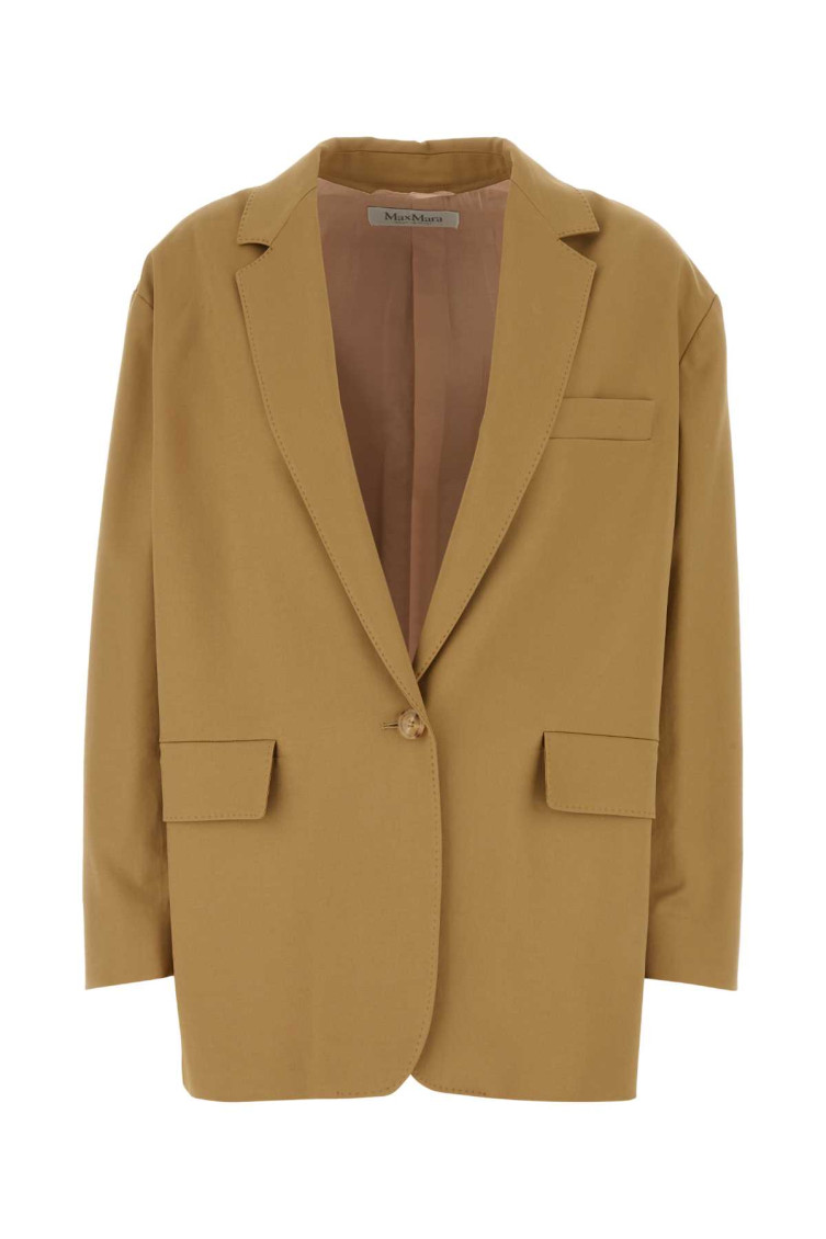 Shop Max Mara Camel Cotton Oversize Blazer In Light Brown