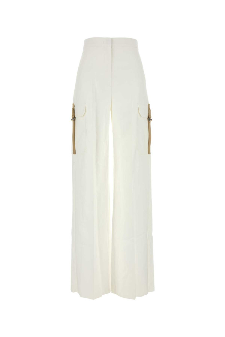 Max Mara Pantalone Edda In Cotone Stretch Bianco Donna In White
