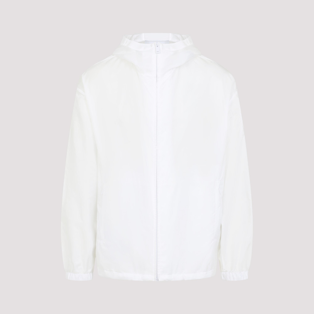 Prada White Lightweight Polyamide Jacket With Hood In White