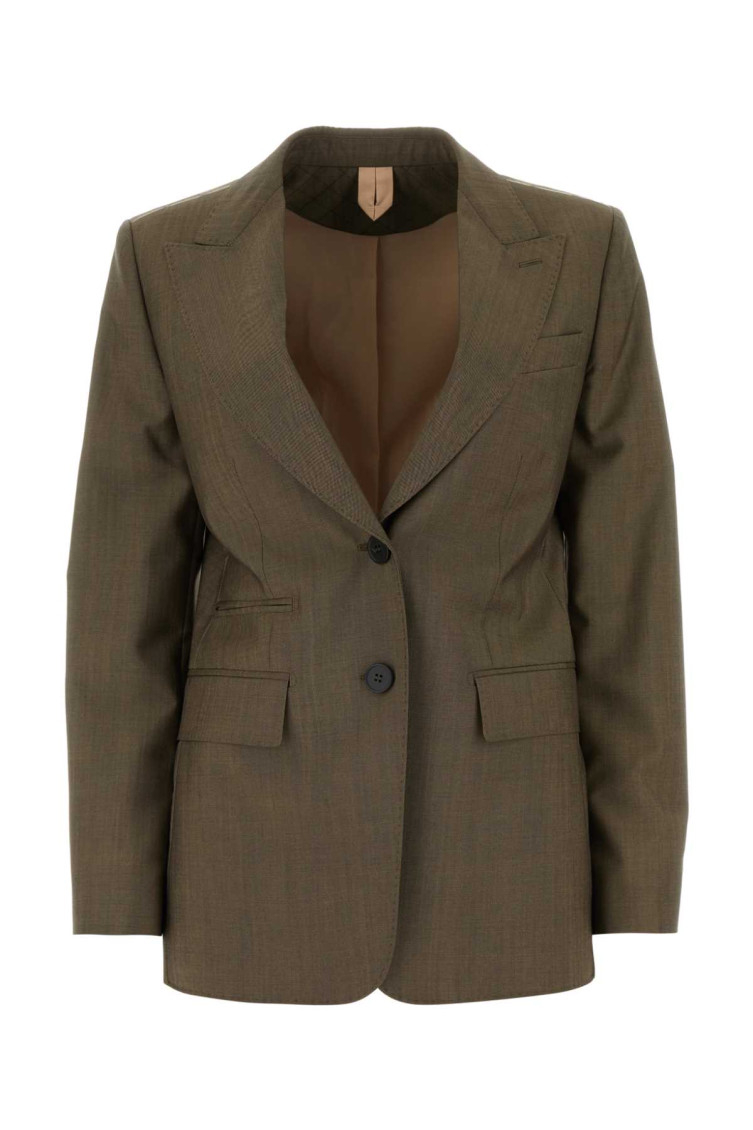 Max Mara Wool Blend Apice Blazer With Front Pockets In Brown