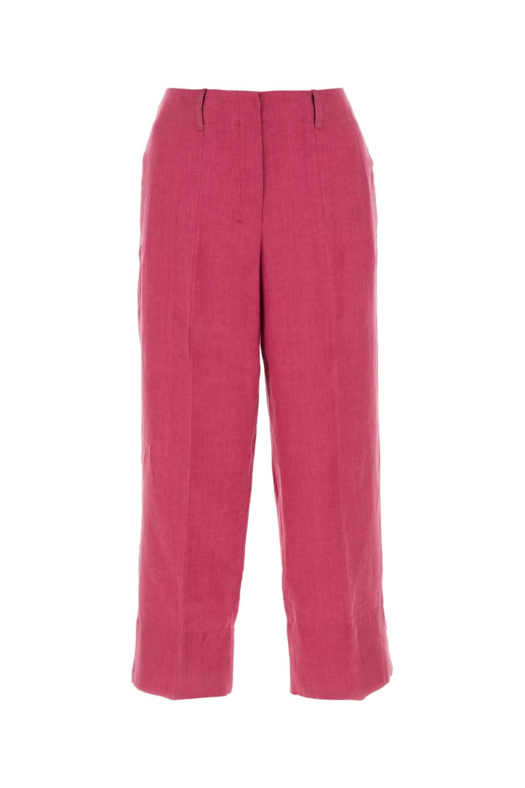 Max Mara Dark Pink Linen Rebecca Pant In Pink