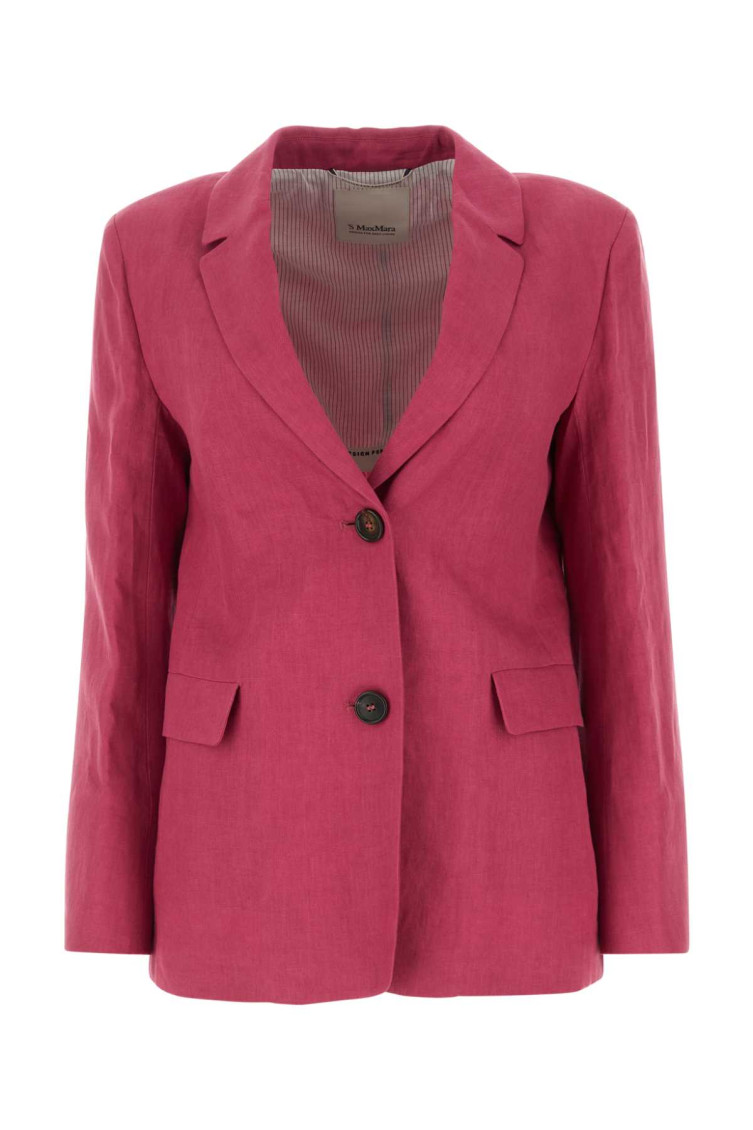 Max Mara Tyrian Purple Linen Sofia Blazer In Purple