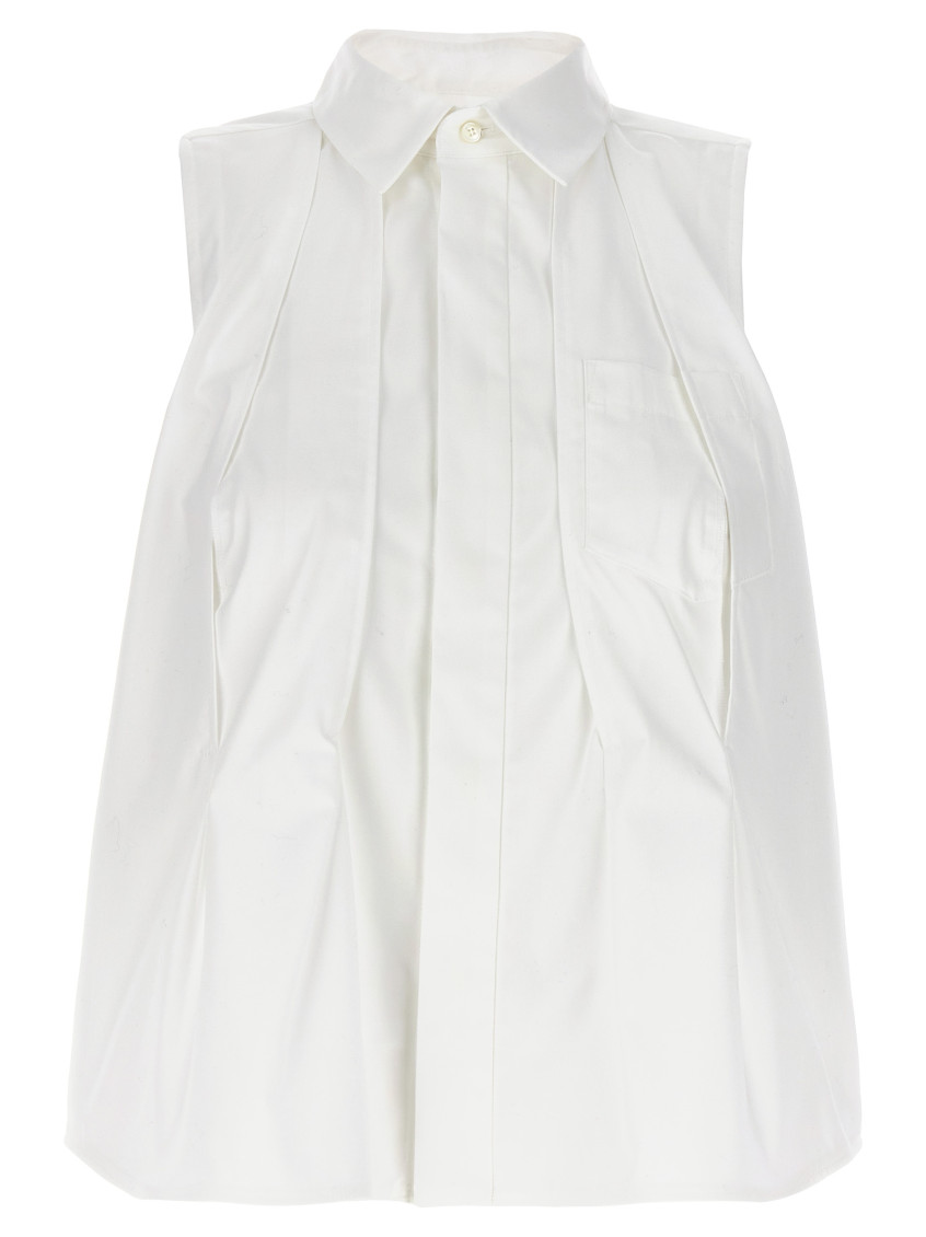 Shop Sacai White Sleeveless Shirt