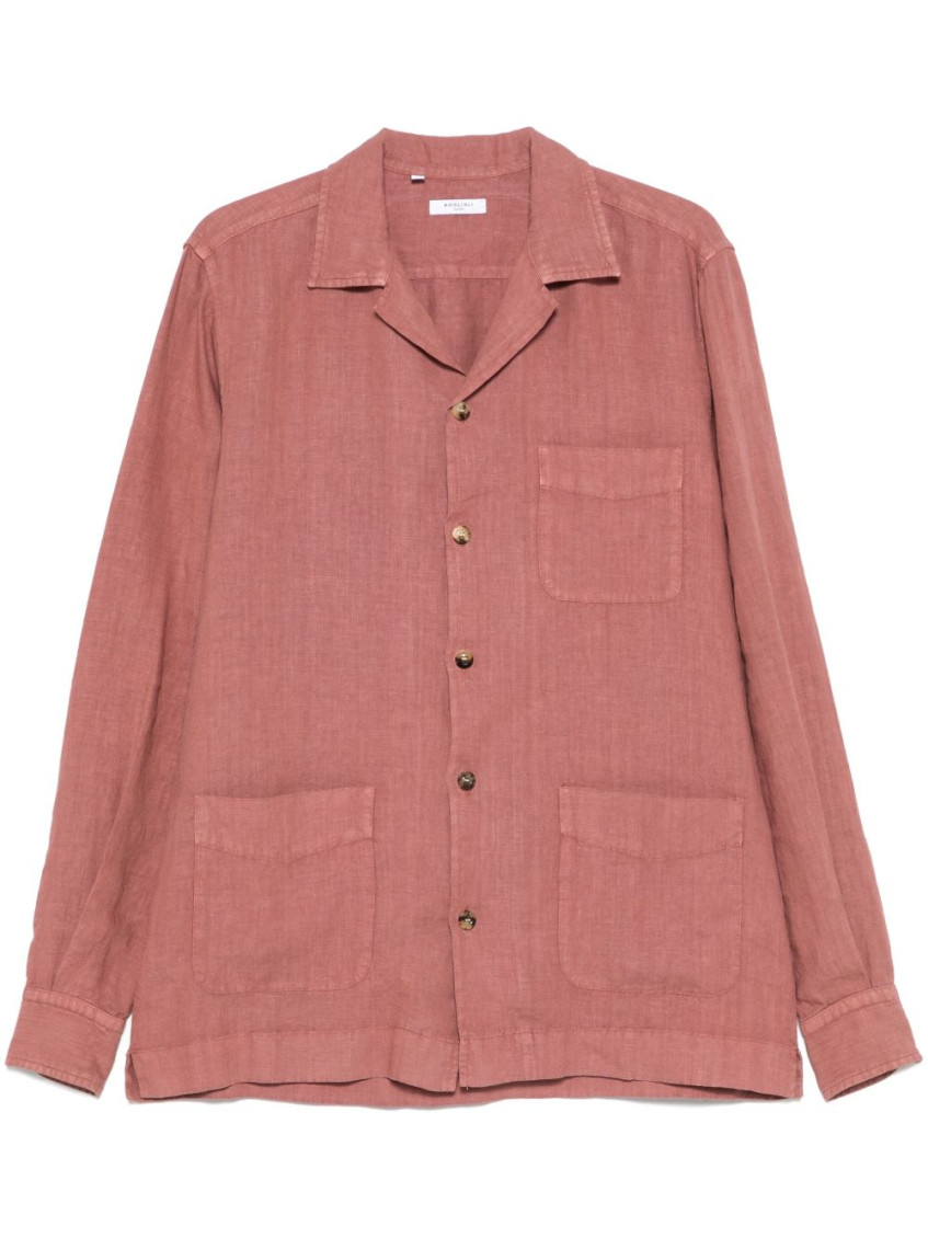 Boglioli Relaxed Fit Dark Pink Overshirt In Dark Pink