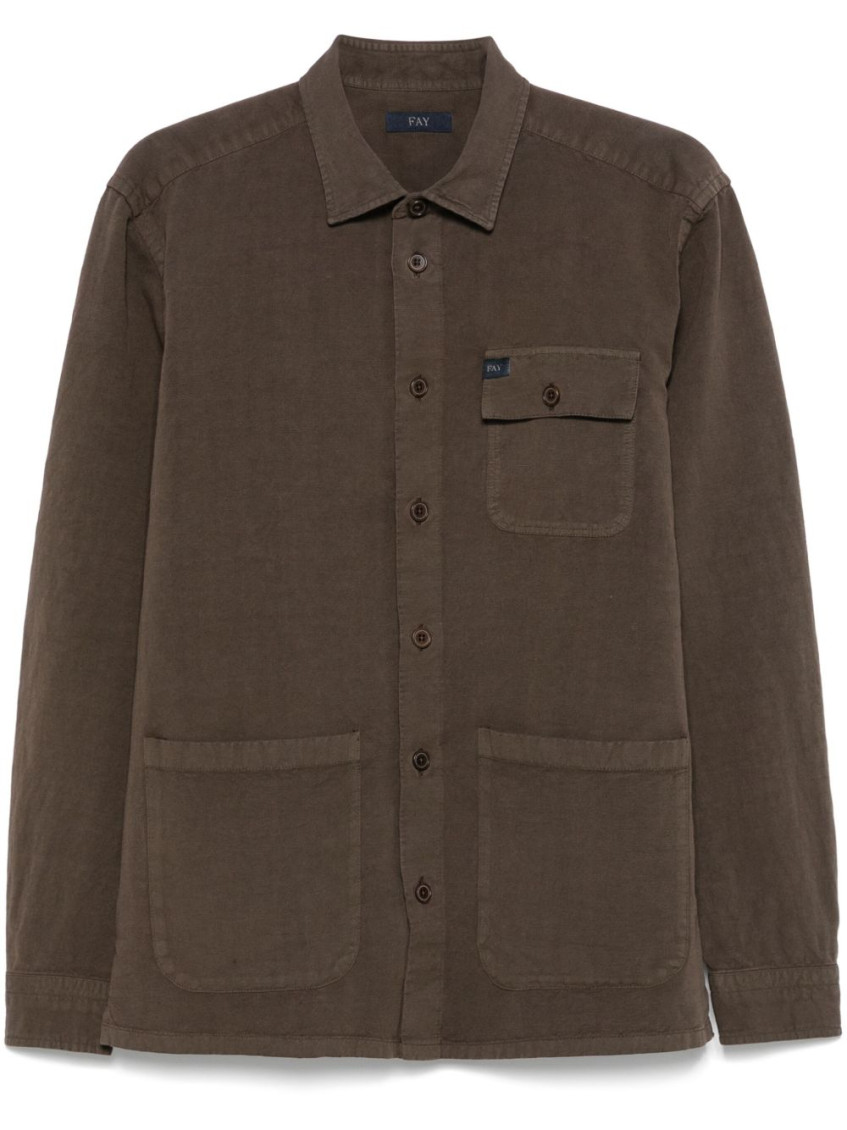 Fay Overshirt Featuring Multiple Pockets In Brown