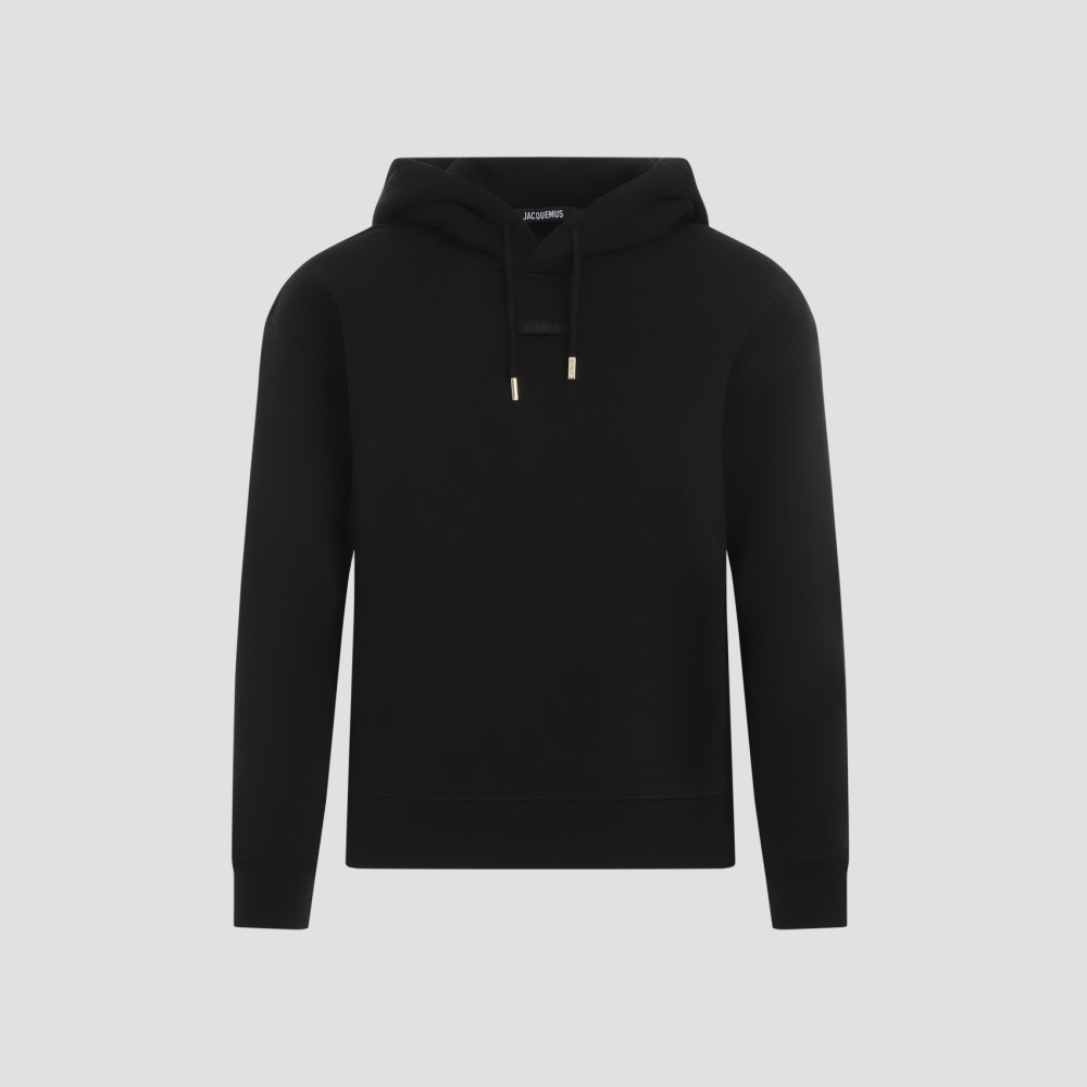 Jacquemus The Gros Grain Cropped Hooded Sweatshirt In Black