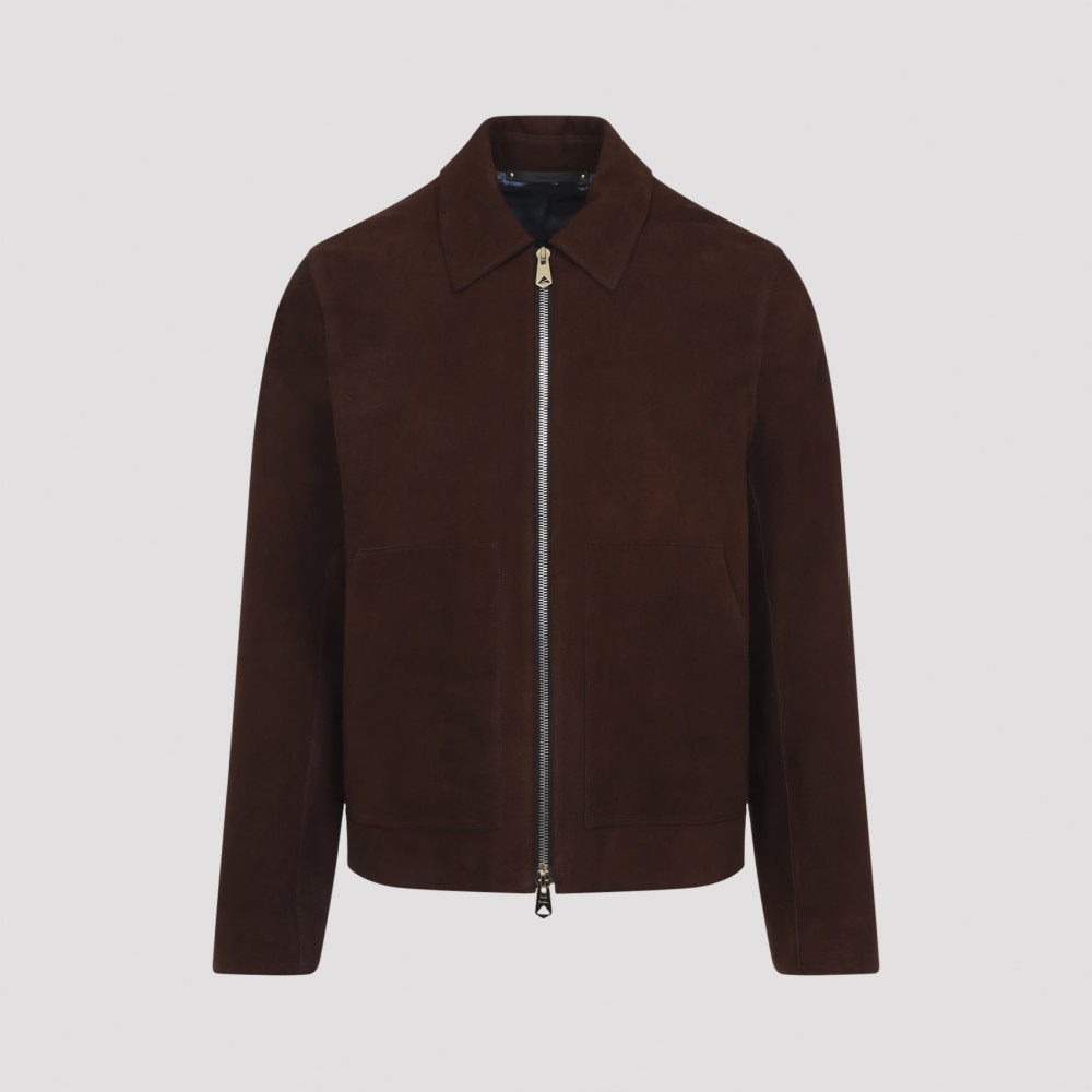 Shop Paul Smith Brown Regular Fit Leather Jacket