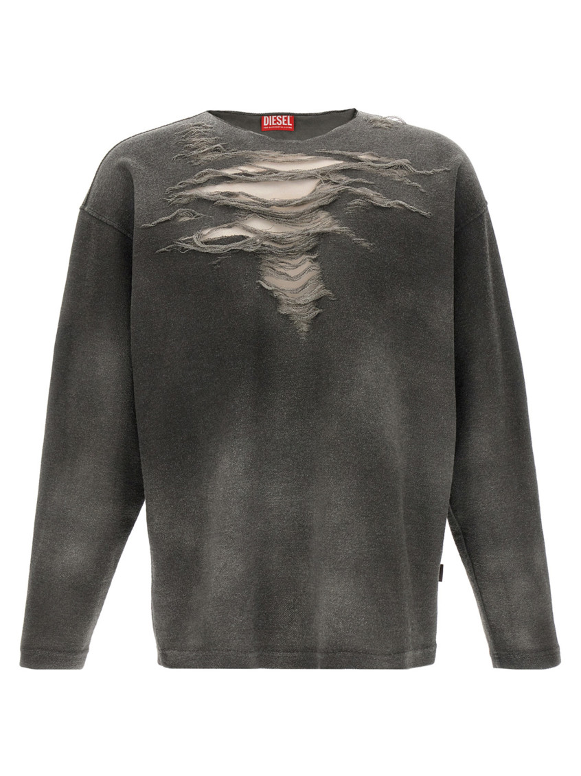 Diesel Felpa S-ruben In Misto Cotone Stretch Grigio Uomo In Grey