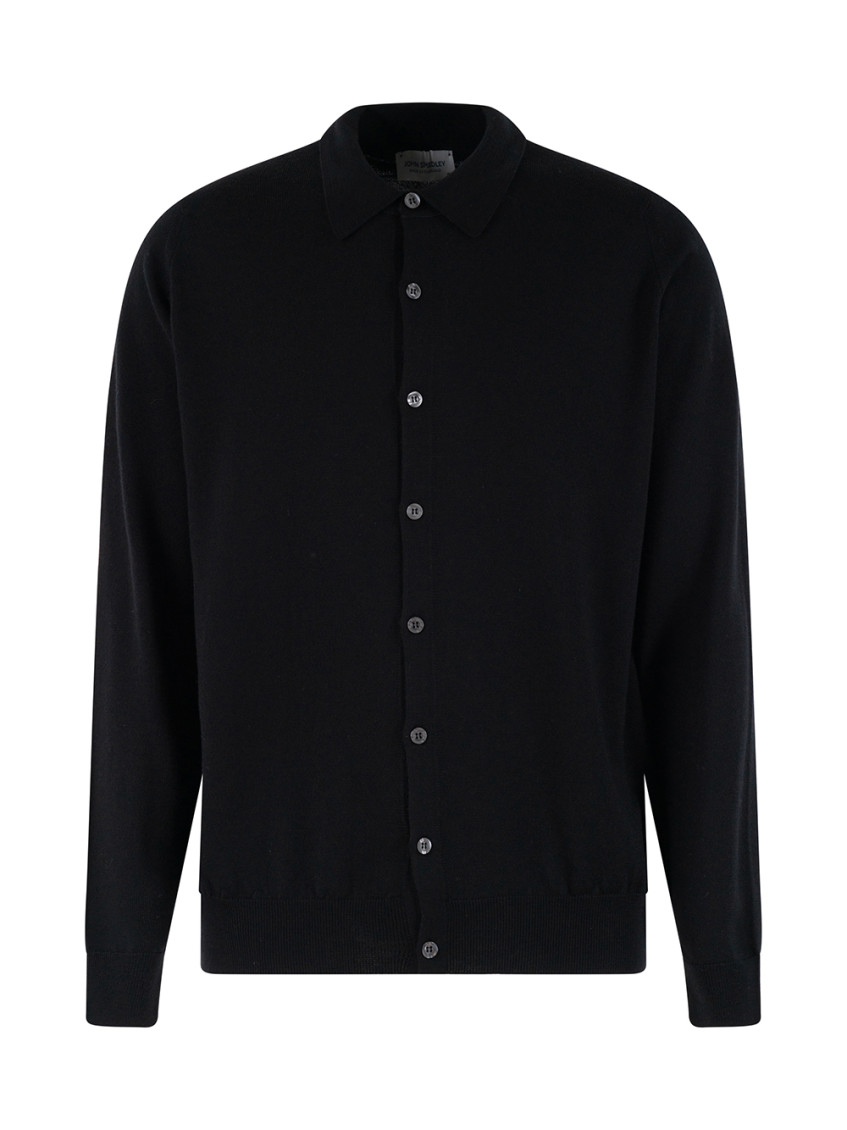John Smedley Extrafine Polo Cardigan Clothing In Black