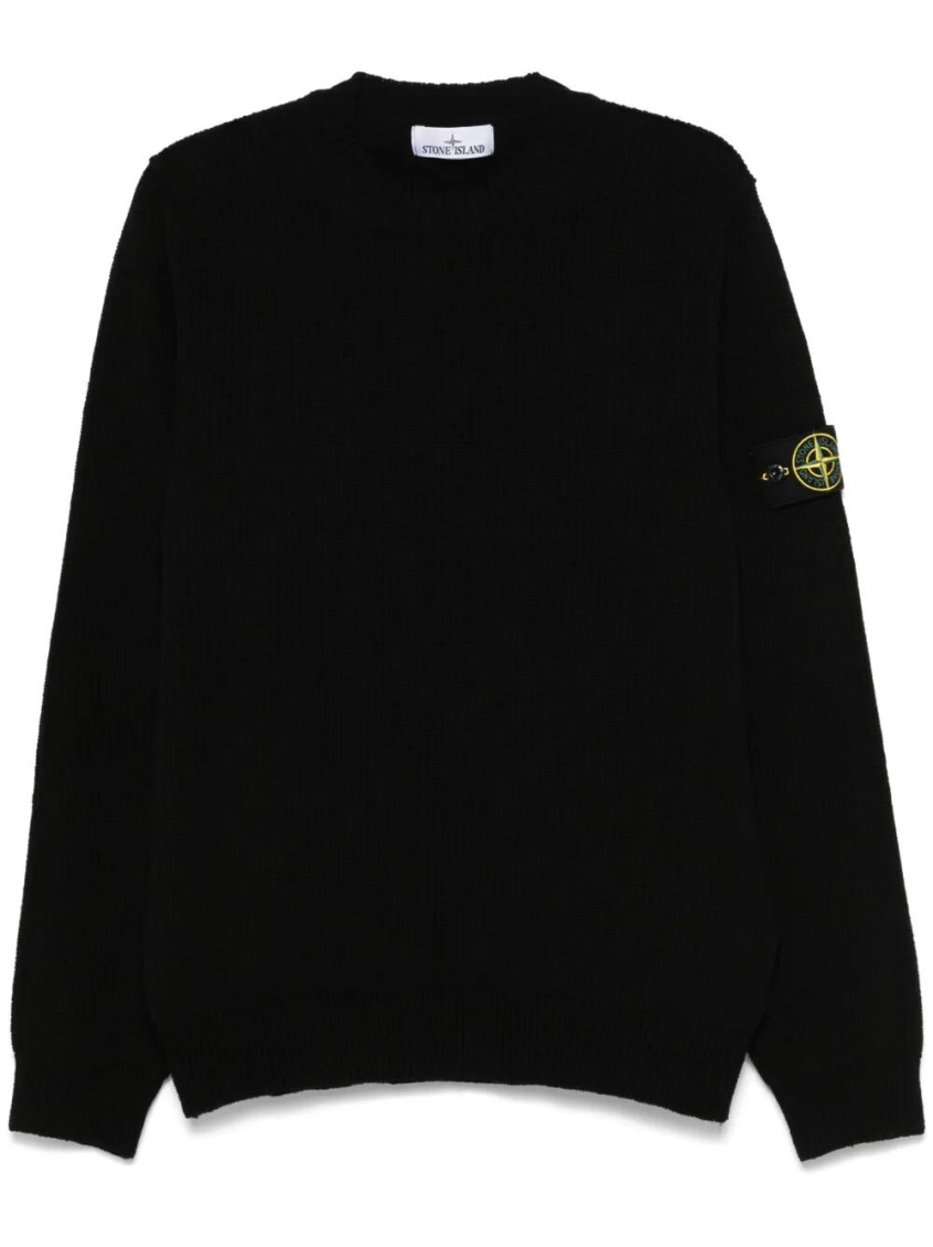Shop Stone Island Black Logo Badge Sweater