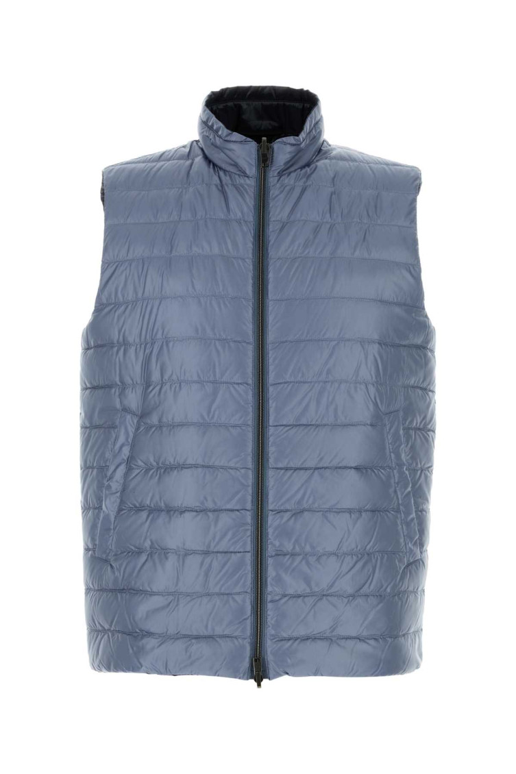 Shop Herno Light Blue Nylon Reversible Jacket