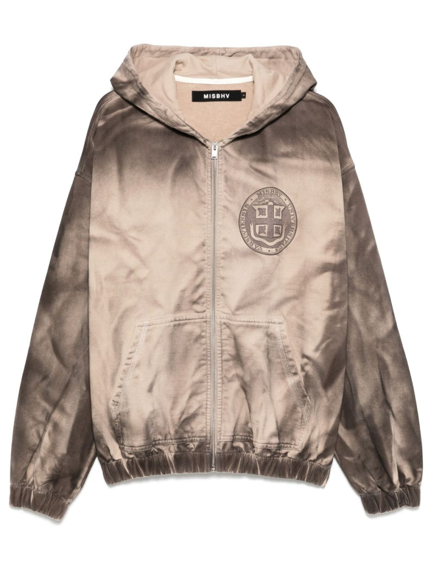 Misbhv Cotton Sweatshirt In Beige With Zip Fastening In Beige