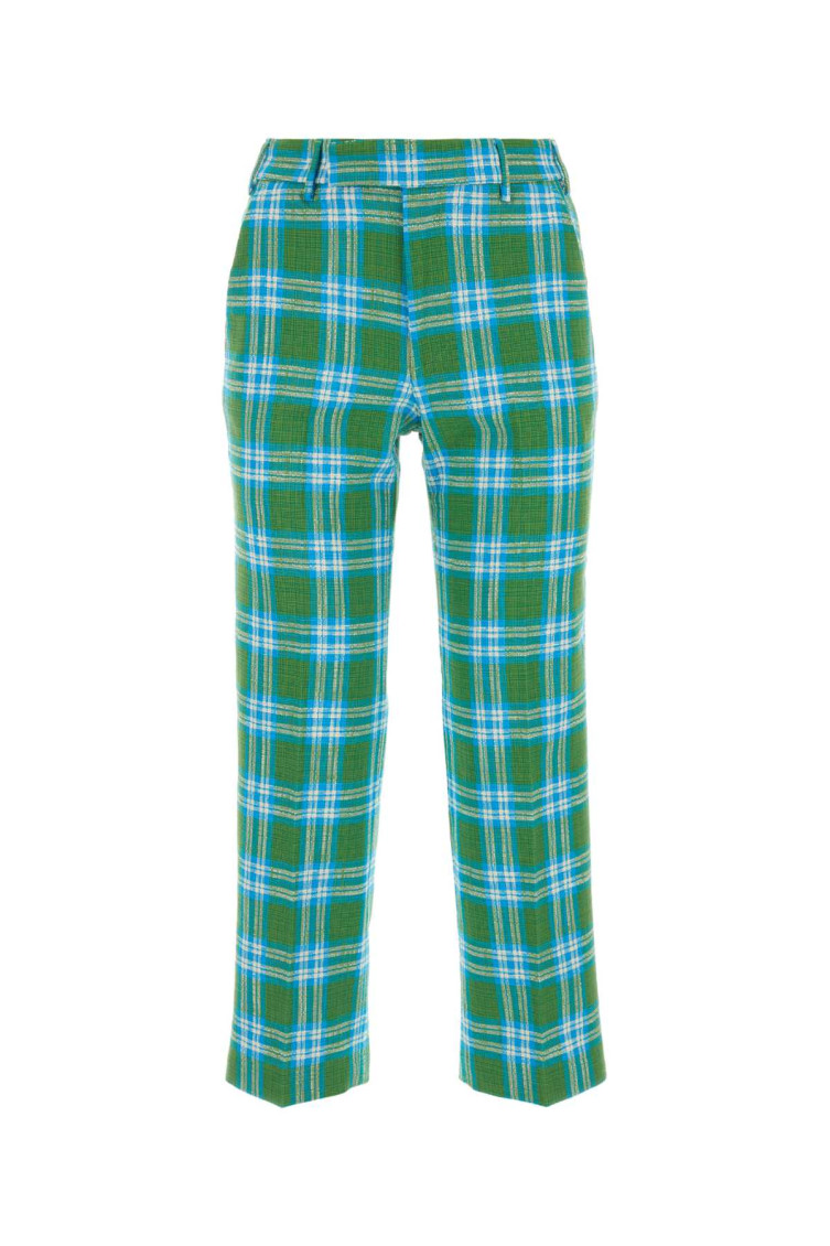 Shop Pt Torino Green Embroidered Cotton Blend Pant