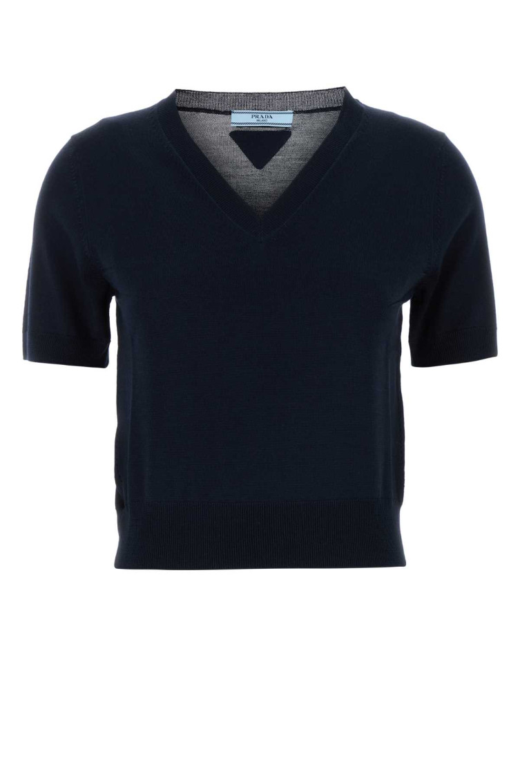 Prada Women Midnight Blue Wool Sweater In Blue