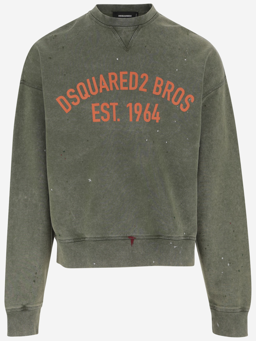 Dsquared2 Relaxed Fit Crew Neck Sweater With Distressed Detailing In Green