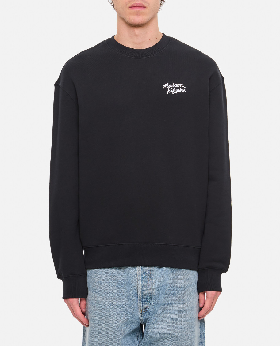 Maison Kitsuné Crewneck Sweatshirt With Logo Lettering In Black