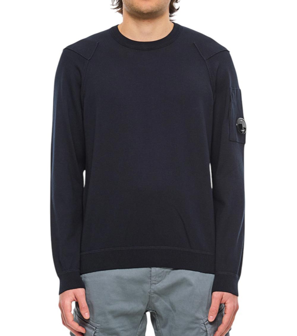 C.p. Company Cp Company Sea Island Cotton Crew Neck Jumper In Blue
