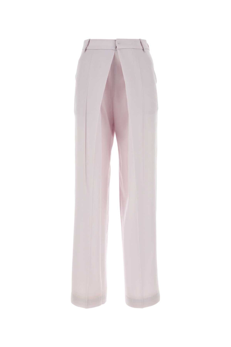 Low Classic Pleat-detail Cotton Tailored Trousers In Light Purple