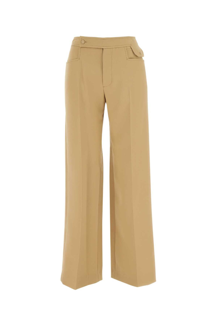 Low Classic Camel Polyester Wide-leg Pant In Light Brown