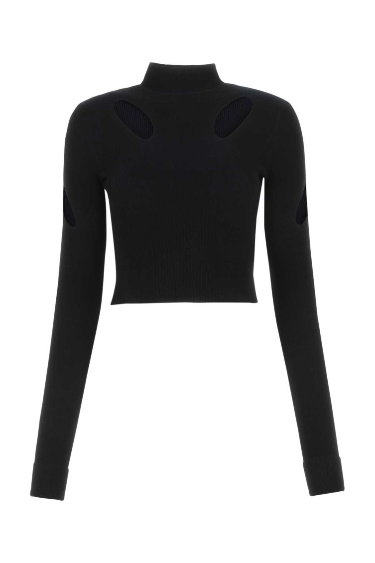 Dion Lee Black Viscose Blend Top In Black