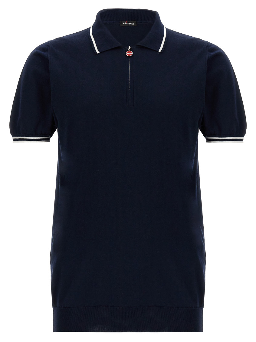 Shop Kiton Blue Logo Polo