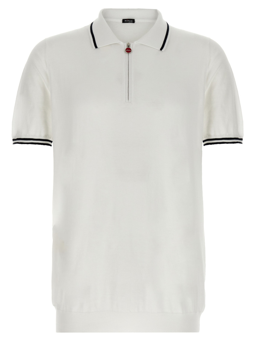 Shop Kiton White Logo Polo