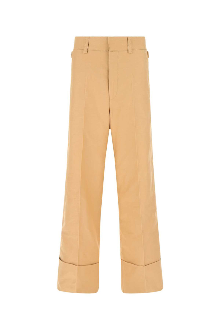QUIRA CAMEL COTTON WIDE LEG PANT