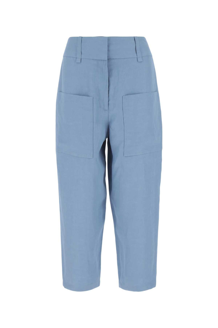 Shop Stella Mccartney Light-blue Viscose Blend Culotte Pant In Light Blue