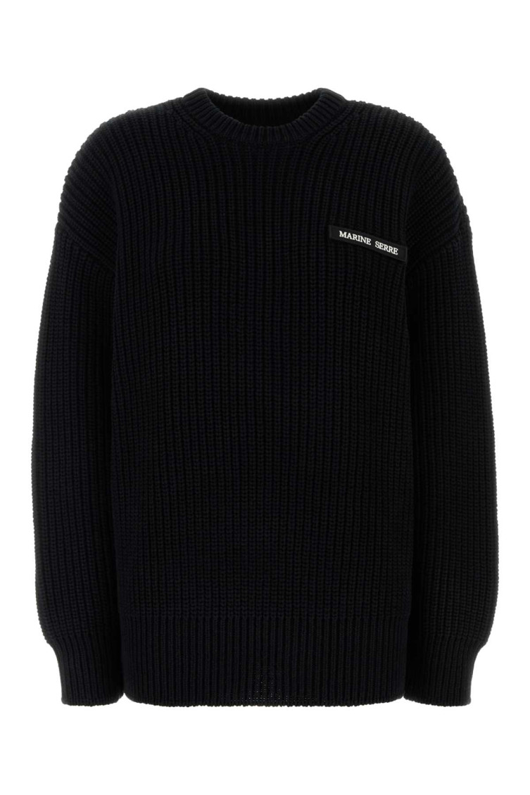 Marine Serre Knitwear Crew Neck Ribbed Texture In Black