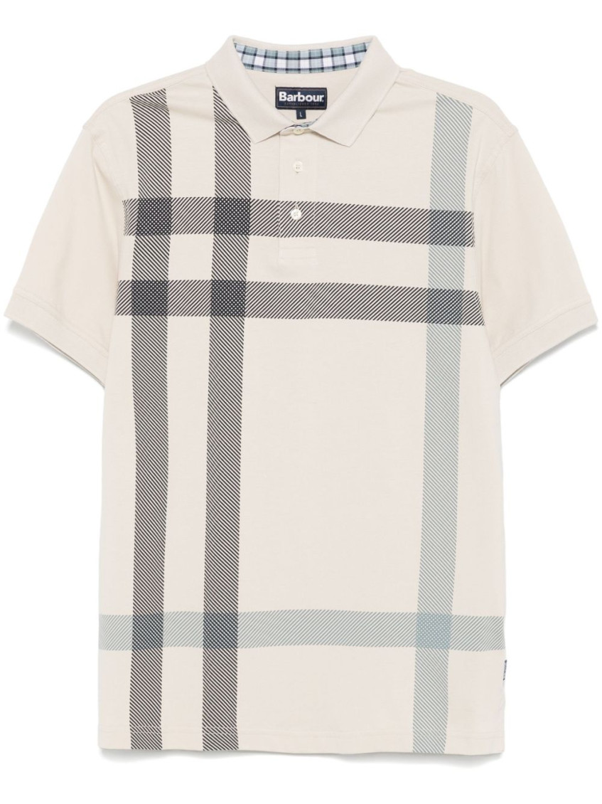 Barbour Beige Check Pattern Polo In Beige
